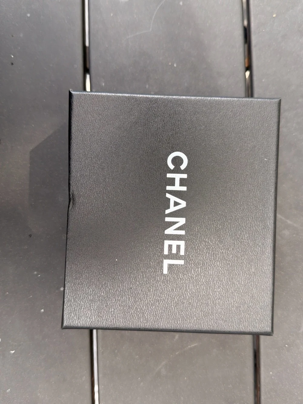 CHANEL Black Charging Case with White Logo